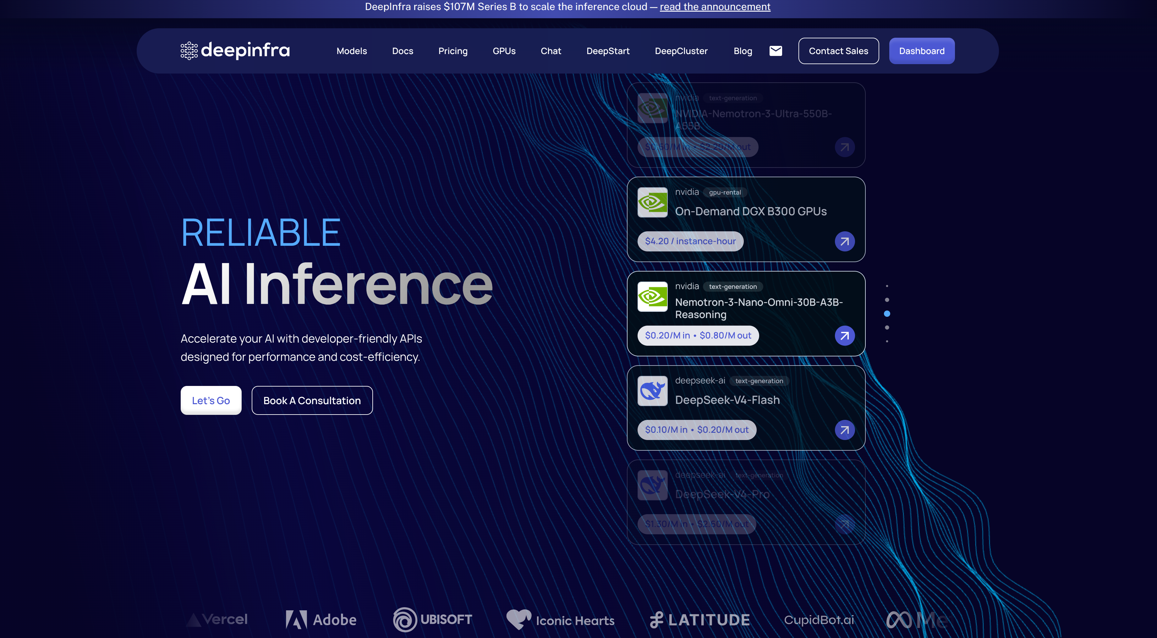 DeepInfra website homepage